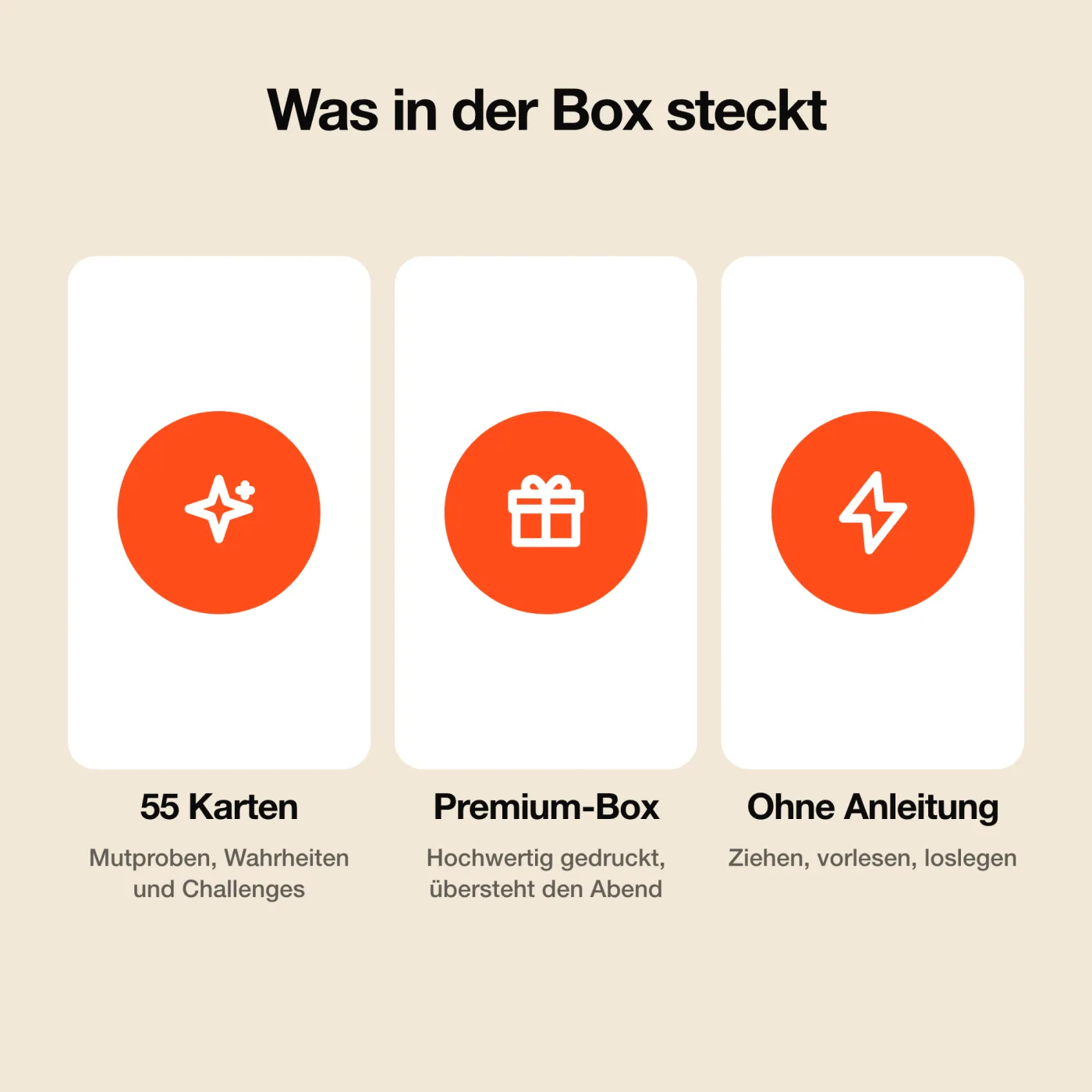 Wie macht der Bär – Was in der Box steckt. Trinkspiel mit 55 Karten.