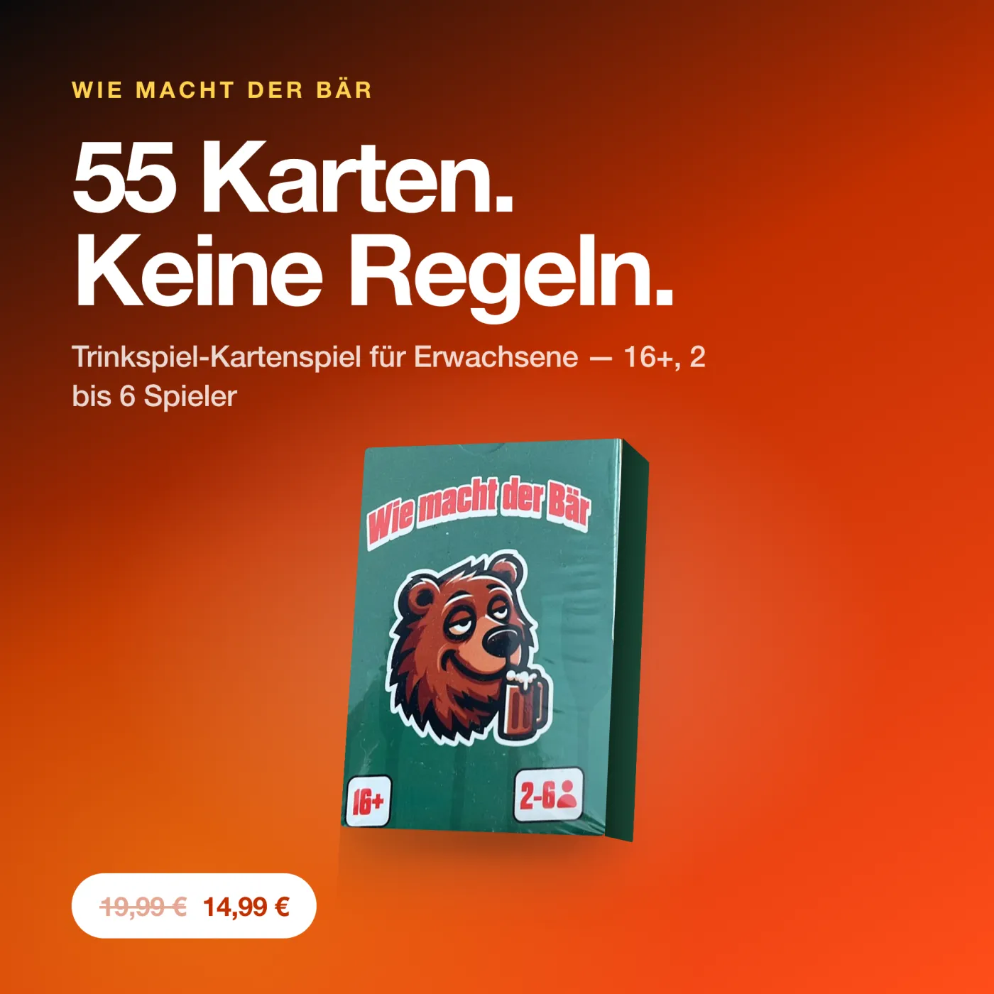Wie macht der Bär – Trinkspiel Kartenspiel für Erwachsene ab 16. Partyspiel mit 55 Karten voller Mutproben, Wahrheiten und Challenges. Angsthase Alternative.