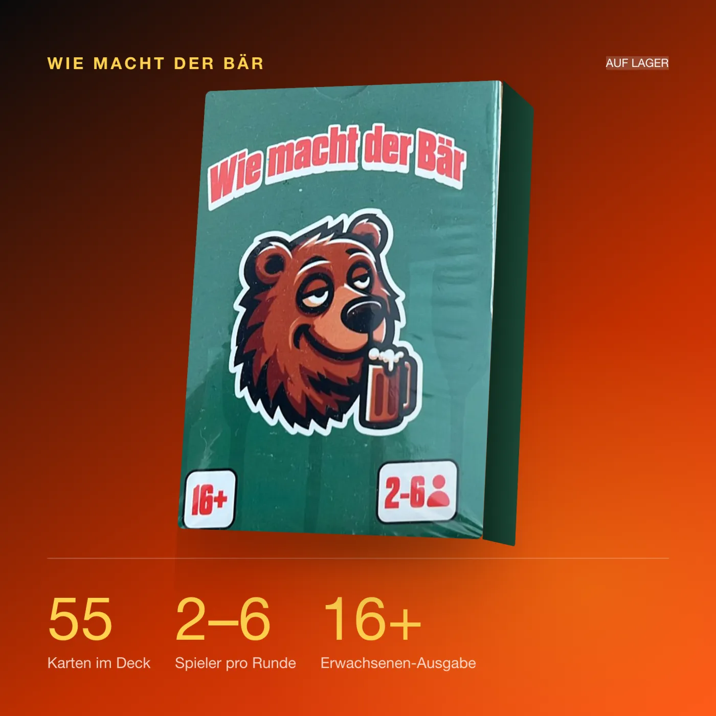 Wie macht der Bär – Die wichtigsten Kennzahlen. Trinkspiel mit 55 Karten.