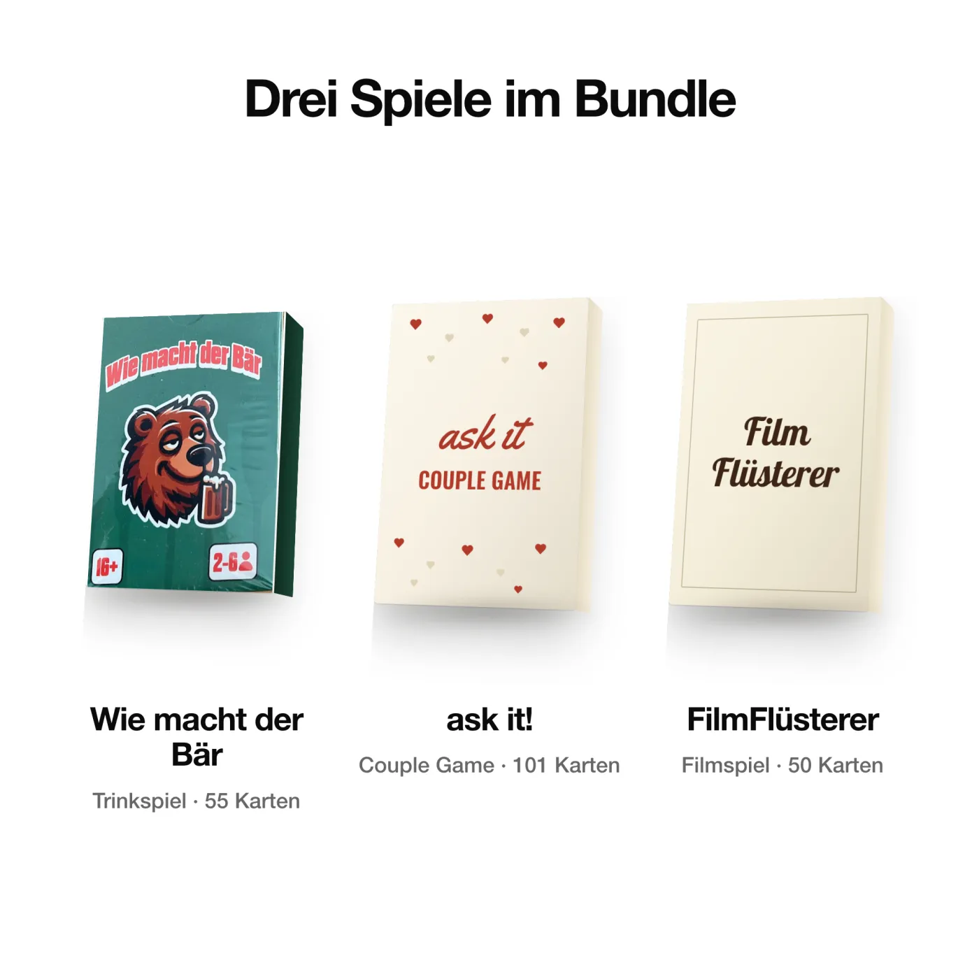 Cardsnight Komplett-Bundle – Was in der Box steckt. drei Spiele mit 206 Karten.