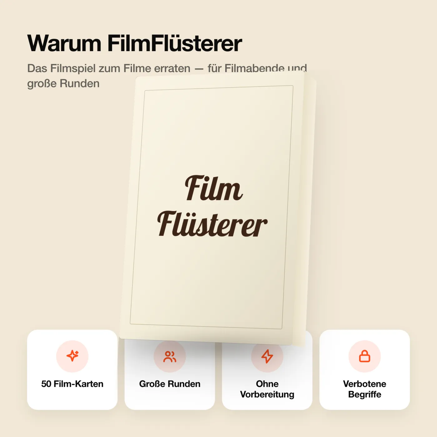 FilmFlüsterer – Merkmale auf einen Blick. Filmspiel mit 50 Karten.