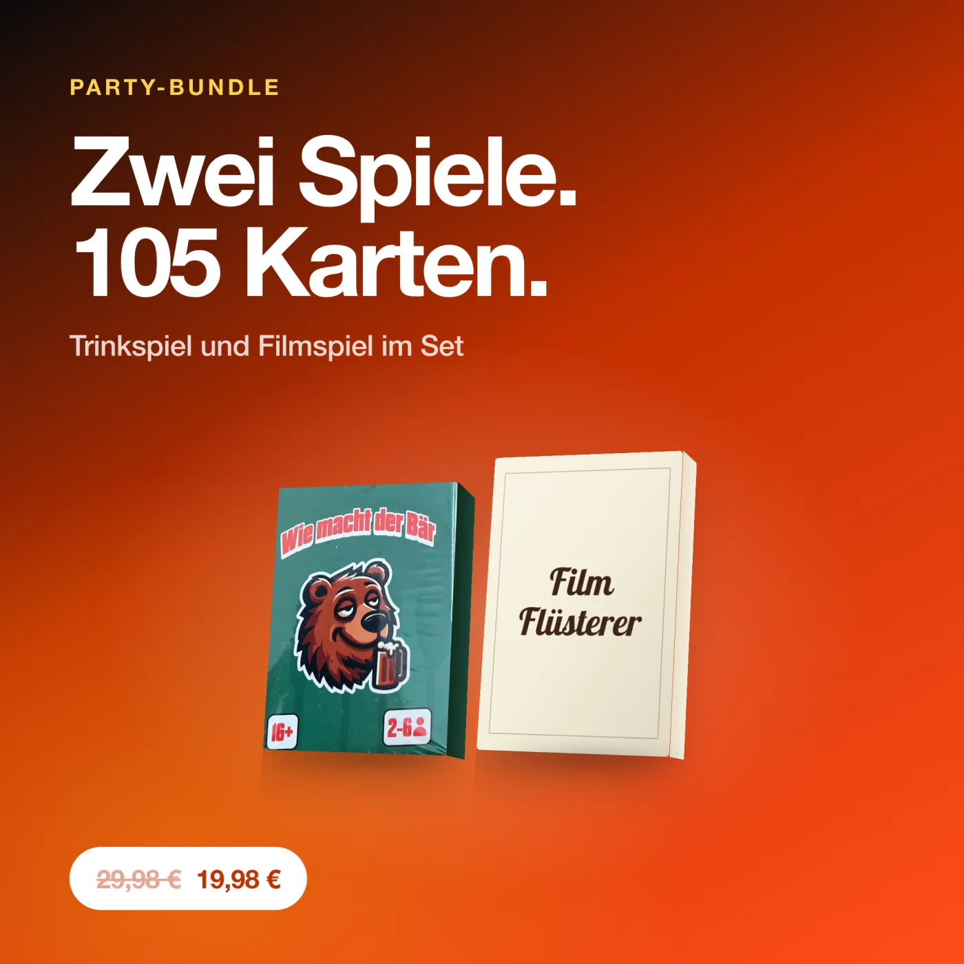 Party-Bundle – Trinkspiel und Filmspiel Set von Cardsnight. Das einzige Bundle, das Party und Filme kombiniert. Bestes Partyspiel für Erwachsene und Studenten, Angsthase Alternative.