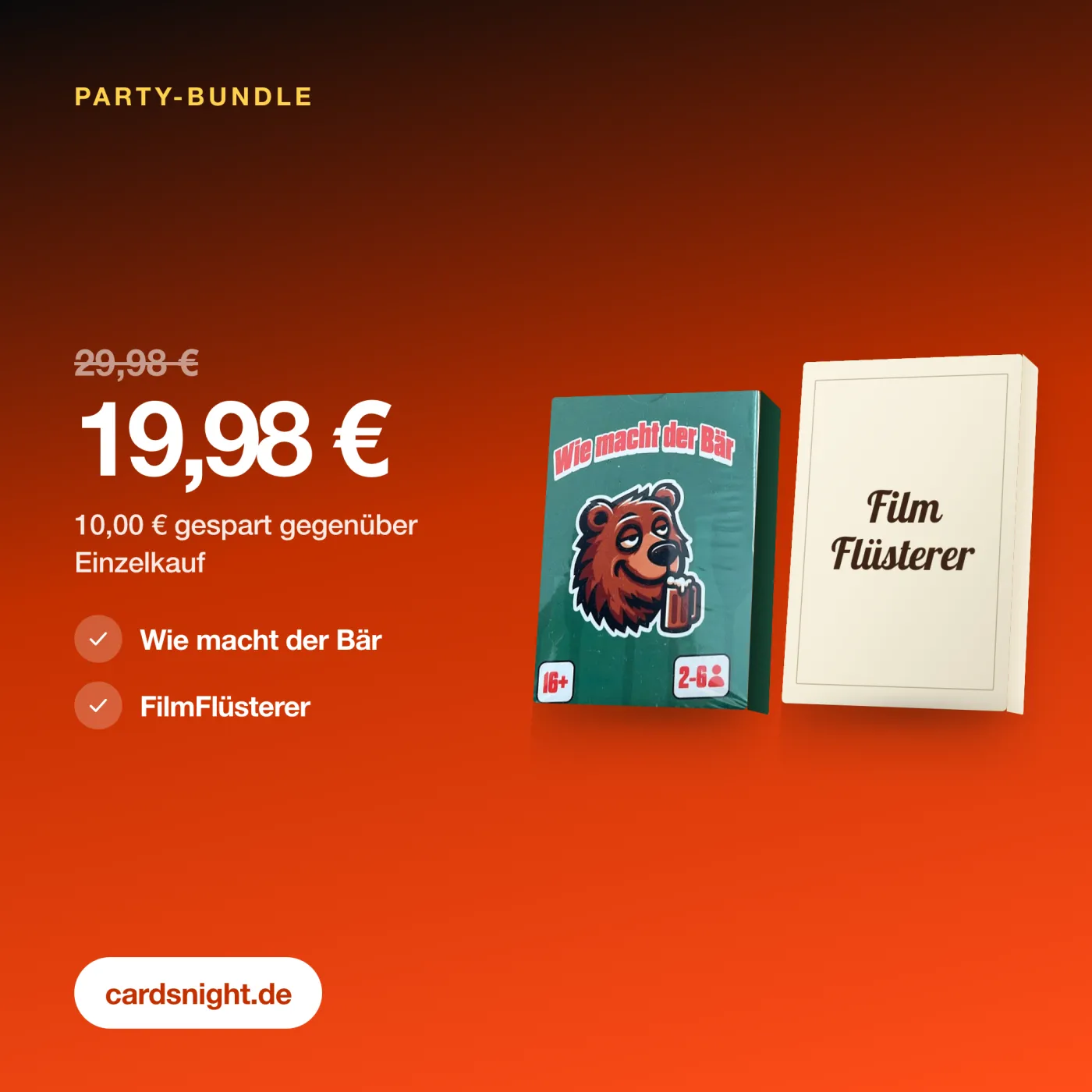 Party-Bundle – Preis und Lieferumfang. 19,98 € (einzeln 29,98 €).
